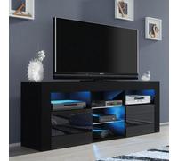 Pulse Tv Unit 145Cm Black High Gloss Doors With Led Lighting - Creative Furniture