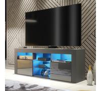 Pulse Tv Unit 145Cm Dark Grey High Gloss Doors With Led Lighting - Creative Furniture