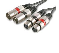 Pulse Twin 3 Pin XLR Male to XLR Female Lead 3m Black Dual Stereo Left & Right