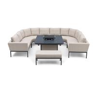 Pulse U Shape Corner Dining Set with Fire Pit Table - Oatmeal