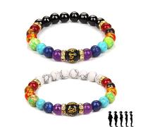 Pulsera Arus 7 Chakras, Healthbangle Lymphatic Drainage Chakra Bracelet Pulsera De Los 7 Chakras para Mujer Elastic Natural Stone Yoga Crystals Beads Meditation Anxiety Bracelet Bangle, Adjustable
