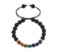 Pulsera Arus 7 Chakras Original, Chakra Bracelets for Women Men, Adjustable 8mm Lava Rock Stone Bead Essential Oil Bracelet, Braided Rope Relax Anxiety Yoga Beaded Protection Bracelet Jewelry Gift