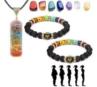 Pulsera Arus 7 Chakras Original, Pulsera 7 Chakras, Pulsera Arus 7 Chakras Bracelet with Real Stones, Pulsera De La Suerte Arus 7 Chakras, Chakra Bracelet for Women and Men (2pcs-a)