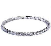 Pulseras de Tenis de circonita cúbica de lujo de lujo de 4 mm, pulsera de boda de boda de Cristal con Cadena helada para Mujeres, Hombres, pulsera de Plata, joyería
