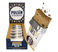 Pulsin - Caramel Choc & Peanut Vegan Protein Bars - 18 x 50g - 13g Protein, 5.1g Fibre, 240 Kcal Per Serving - Gluten Free, Plant Based, Palm Oil Free & Dairy Free Snack Bar