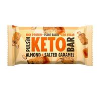 Pulsin - Plant Based Keto Protein Bars - Low Carb - 50g x18-7.3g Protein, 5.6g Fibre, 5.1 Carbs - Palm Oil, Dairy And Gluten Free Snack Bar - Almond Salted Caramel