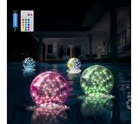Pulsky Solar Floating Pond Light, 2Pcs 14.5 Inch Pool Light Inflatable Hangable Ip68 Waterproof Rgbw 16 Color Changing Ball Led, Light Up Ball for Pond, Wedding, Party,Pool, House Decor