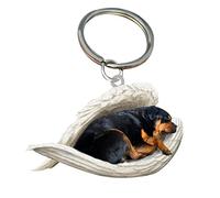 pulunto Cute Sleeping Angel Dog Pendant, Acrylic Dog Sleeping in Angel Wings Model Hanging Keychain Pendant for Auto Interior Home Stationery Decor
