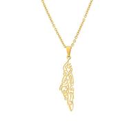 pulunto Israel Map Tag Pendant Necklace,Israel Map Necklace,Women Men Gifts Silver Jewelry Pray Chain Gold for Israel Color