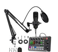 pulunto Live Sound Card with Dj Mixer Effects & Voice Changer, F998 Live Sound Card Audio Mixers, Professional Sound Mixer Board, LED Light Voice Changer Sound Card with Multiple Sound Effects