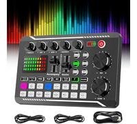 pulunto Live Sound Card with Dj Mixer Effects & Voice Changer, F998 Live Sound Card Audio Mixers, Professional Sound Mixer Board, LED Light Voice Changer Sound Card with Multiple Sound Effects