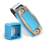Puluole Magnetic Pool Chalk Holder,Portable Pool Cue Chalk Holder with Fixed Clip,Blue Snooker Chalk Holder,Aluminum Alloy Snooker Accessories,Fits Standard Square Pool Chalk