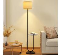 PULUOMIS Floor Lamp, 165cm Floor Lamps with Shelf for Living Room, Standing Standard Tall Lamp with LED Bulb for Bedroom, Black