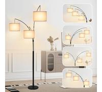 PULUOMIS Floor Lamp, Arc Floor Standing Lamps with 3 Rotatable Lights for Living Room, 200cm Tall Lamps with E27 Socket for Bedroom, Bulb Not Included