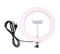 PULUZ 10.2 inch USB 10 Modes 8 Colors RGBW Dimmable LED Ring Vlogging Photography Video Lights with Cold Shoe Tripod Ball Head & Phone Clamp for make-up and YouTube Video vlogging equipment