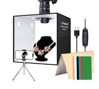 PULUZ 12''×12'' Portable Photography Light Box, 30cm Dimmable Photo Studio Lightbox with 120 High CRI LED Lights & 6 PVC Backdrops & 3 Reflection Boards for Small Items Product Photography