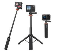 PULUZ 2-in-1 Action Camera Tripod Stand for Insta360, for DJI, for Gopro | 52cm Tripod Grip + Telescopic Tripod for Insta360 X5X4X3, DJI Osmo 360 Pocket 3 Action 5 Pro for GoPro 13 12 11 10 9