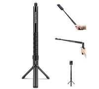 PULUZ 2-in-1 Selfie Stick Tripod for Insta360 X4/X3/DJI Osmo Action, 360 Camera Bullet Time Rotating Handle, 110cm Extendable Selfie Stick with Desktop Tripod