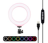 PULUZ 4.7 inch USB 10 Modes 8 Colors RGBW Dimmable LED Ring Vlogging Photography Video Lights with Cold Shoe Tripod Ball Head for make-up and YouTube Video vlogging equipment