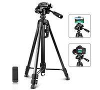 PULUZ 55” Phone Tripod with Carry Bag & Cell Phone Mount Holder for Live Streaming, Extendable Travel Lightweight Tripod Stand, Compatible with Tablet/Cell Phone/Camera