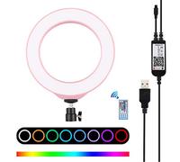 PULUZ 6.2 inch USB RGBW Dimmable LED Ring Vlogging Photography Video Lights with Cold Shoe Tripod Ball Head & Remote Control for make-up and YouTube Video vlogging equipment
