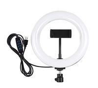 PULUZ 7.9 inch USB 3 Modes Dimmable Dual Color Temperature LED Curved Diffuse Light Ring Vlogging Selfie Photography Video Lights with Phone Clamp for Selfie, Makeup, YouTube Video (Black)