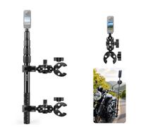 PULUZ Bike & Motorcycle Action Camera Mount for inst360 X6 X5 X4, Upgraded | Dual Clamp,1.5m Locking Extension Selfie Stick Bracket Kit, Compatible with Gopro Hero 13 12 11/Max 2, DJI Osmo 360 360 II