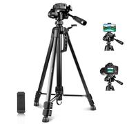 PULUZ Camera Tripod 139cm, Aluminum Selfie Live Tripod Mount with Three-dimensional Head & Phone Clamp & Storang Bag for Travel Video Photography YouTube Vlog