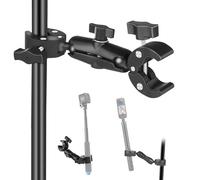 PULUZ Double Super Clamp, Double Clamp Mount Bracket with 2 Ball Head for Motorcycle, Bike, Cross Bars, Umbrella, Desktop, Light Stand, Photo Boom Stand