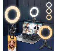 PULUZ LED Ring Light, Outside Diameter 4.7 inches (12 cm), Desktop Light, Clip Type, 180° Front and Rear Adjustment, USB Powered, Selfie Light, Mini Tripod, High Brightness LED Light, 3 Color Modes