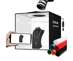 PULUZ Light Box Photography 30CM Photo Box Studio Tent Portable Foldable Box Kit for Photography Small Items Jewellery with + 6 PVC Backdrops + Light Diffuser+Reflection Board
