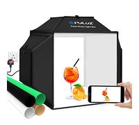 PULUZ Light Box & Softbox for Photography, 40cm/16 inch Photo Studio Shooting Tent Portable Soft Box Dimmable 24W 5500K 480pcs LED Lights with 4 Colors PVC Backdrops