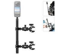 PULUZ Motorcycle Bike Handlebar Dual-heads Crabs Clamp Fixed Mount for Insta360 X5 X4 Ari X3 ONE RS, 1.5m Selfie Stick Fixed Clamp Bracket Set for Gopro Hero 13 12/DJI Osmo 360, Action 6 Accessories