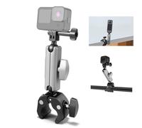 PULUZ Motorcycle Handlebar Fixed Clamp Mount for Go pro Hero 13 11 10 9 8 7 6 5 4k, Rotation Ball Head Rod Table Crab Pliers Clip Bracket Holder Stand for insta360 X5 X4 X3 and other Action Camera