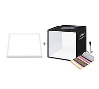 PULUZ Portable Mini Photo Studio Kit 25 x 25 x 25 cm Foldable Light Box + Shadowless LED White background LED Lighted Panel with 6 Kinds Double- Sided Color Backgrounds for Small Products