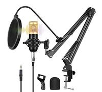 PULUZ USB Microphone with Suspension Scissor Arm & Metal Shock Mount & USB Sound Card, Table Mounting Clamp Kit for YouTube, Streaming,Gaming, Recording Music, Voice Over, Livestreaming (Gold)