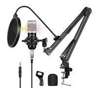 PULUZ USB Microphone with Suspension Scissor Arm & Metal Shock Mount & USB Sound Card, Table Mounting Clamp Kit for YouTube, Streaming,Gaming, Recording Music, Voice Over, Livestreaming (Silver)