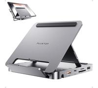 PULWTOP iPad Docking Station Foldable, 4K@60Hz HDMI, 100W PD Aluminum Hub with M.2 SSD Enclosure, USB C Hub & Stand for iPad Pro/Mini 6th Gen, not support lightning port