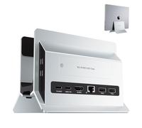 PULWTOP MacBook Pro Air Docking Station, Vertical USB C Laptop Docking Station with M.2 SSD Slot, HDMI 4K@60Hz, 4 USB A/C Max 10Gbps, Ethernet, SD/TF, PD Dock for MacBook/USB-C Win Laptops - Silver