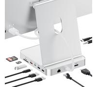 PULWTOP Upgraded 11 in 1 iMac Hub for iMac M1 M3 M4 Support 4TB SSD Enclosure (NOT Included), USB C Hub for iMac 24 Inch with 4K HDMI, 2.5G Ethernet, 5 USB A/C Max 10Gbps, SD/TF - Silver
