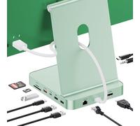 PULWTOP Upgraded 11 in 1 iMac Hub for iMac M1 M3 M4 Support 4TB SSD Enclosure (NOT Included), USB C Hub for iMac 24 Inch with 4K HDMI, 2.5G Ethernet, 5 USB A/C Max 10Gbps, SD/TF - Green