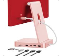 PULWTOP USB C HUB for iMac 24 inch 2021/2023/2024, 7 in 1 USB Hub Adapter iMac Accessories for iMac M1/M3/M4 with USB C/A SD/TF, Docking Station Support Expand M.2 SSD (NOT Included) - Pink