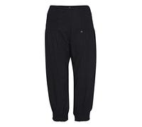 PULZ JEANS PZJILL Women's Fabric Trousers, Harem Trousers, Pump Trousers with Elastic Waistband, Capri Length, 100% Cotton, Regular Fit, Black Beauty (193911), L