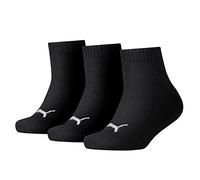 PUMA 194011001 UK 6-8.5 Kids Quarter Socks (3 Pair Pack) Black