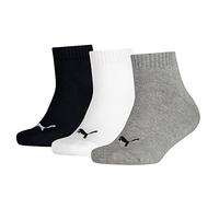 PUMA 194011001 UK 9-11.5 Kids Quarter Socks (3 Pair Pack) Grey/White/Black