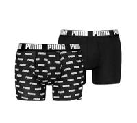 Puma Men's 2-Pack Allover Logo Boxer Briefs, Black - Black/Black - Size: S