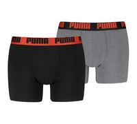 Puma 2-Pack Basic Boxer Briefs, Black/Grey w/ fierce red - XL