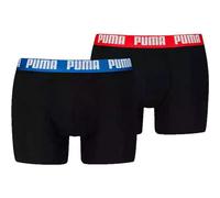 Puma Men's Everyday Basic 2-Pack Boxer Briefs, Black w/ Red & Blue, Size S