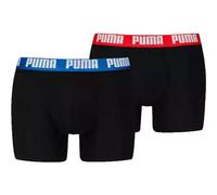 Puma 2-Pack Everyday Basic Boxer Briefs, Black w/ red/blue - L