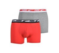 Puma 2-Pack Multi Logo Waistband Boxer Briefs, Grey/Red - Small